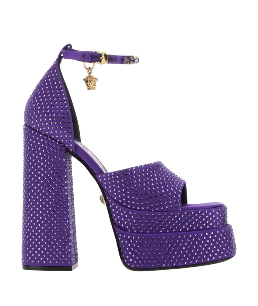 VERSACE Фиолетовые текстильные босоножки, фото 3