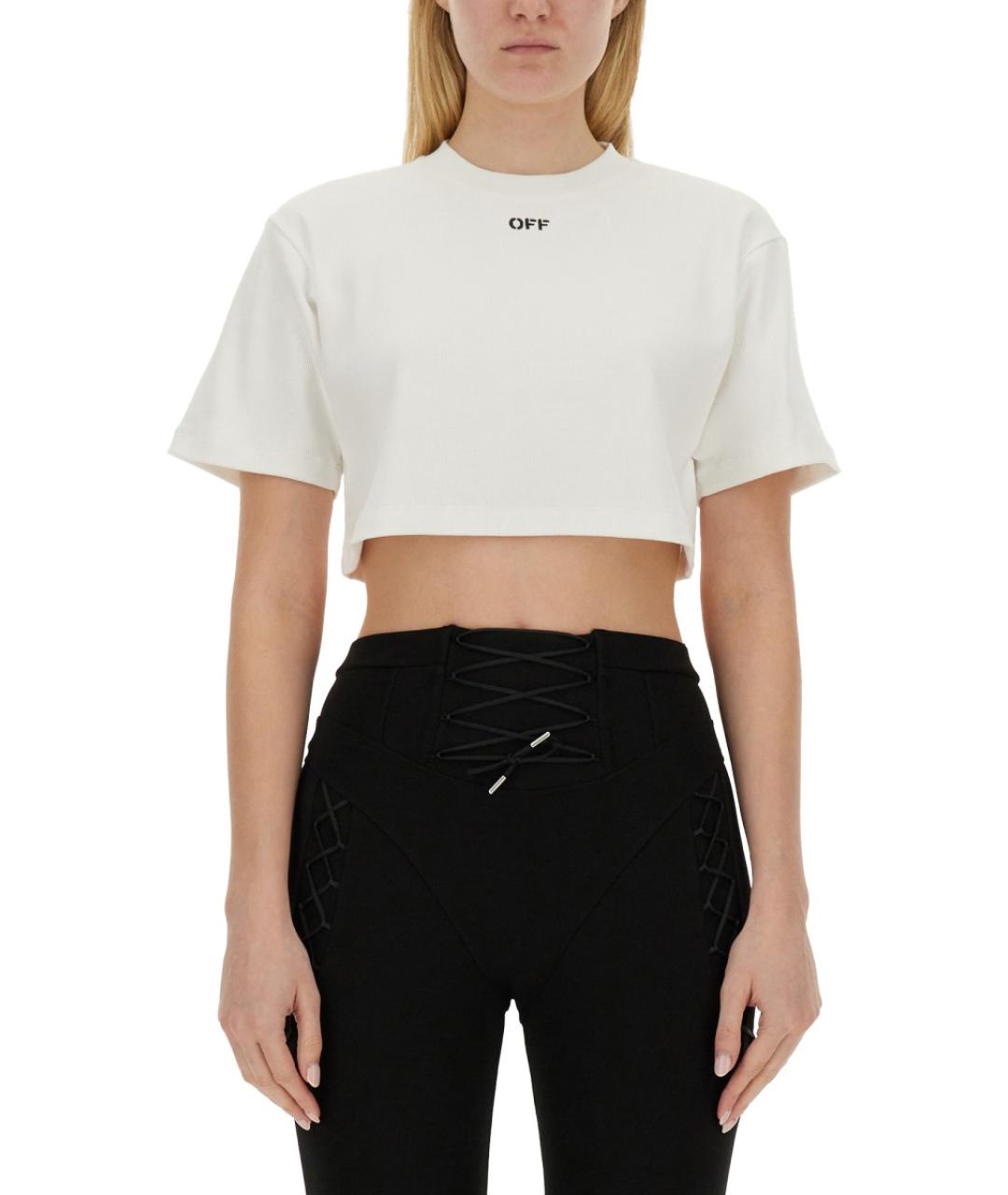 OFF-WHITE Белая хлопковая футболка, фото 3