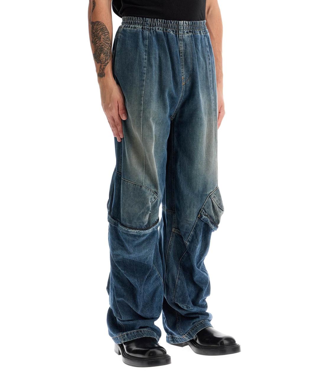 DIESEL Синие хлопковые прямые джинсы, фото 2