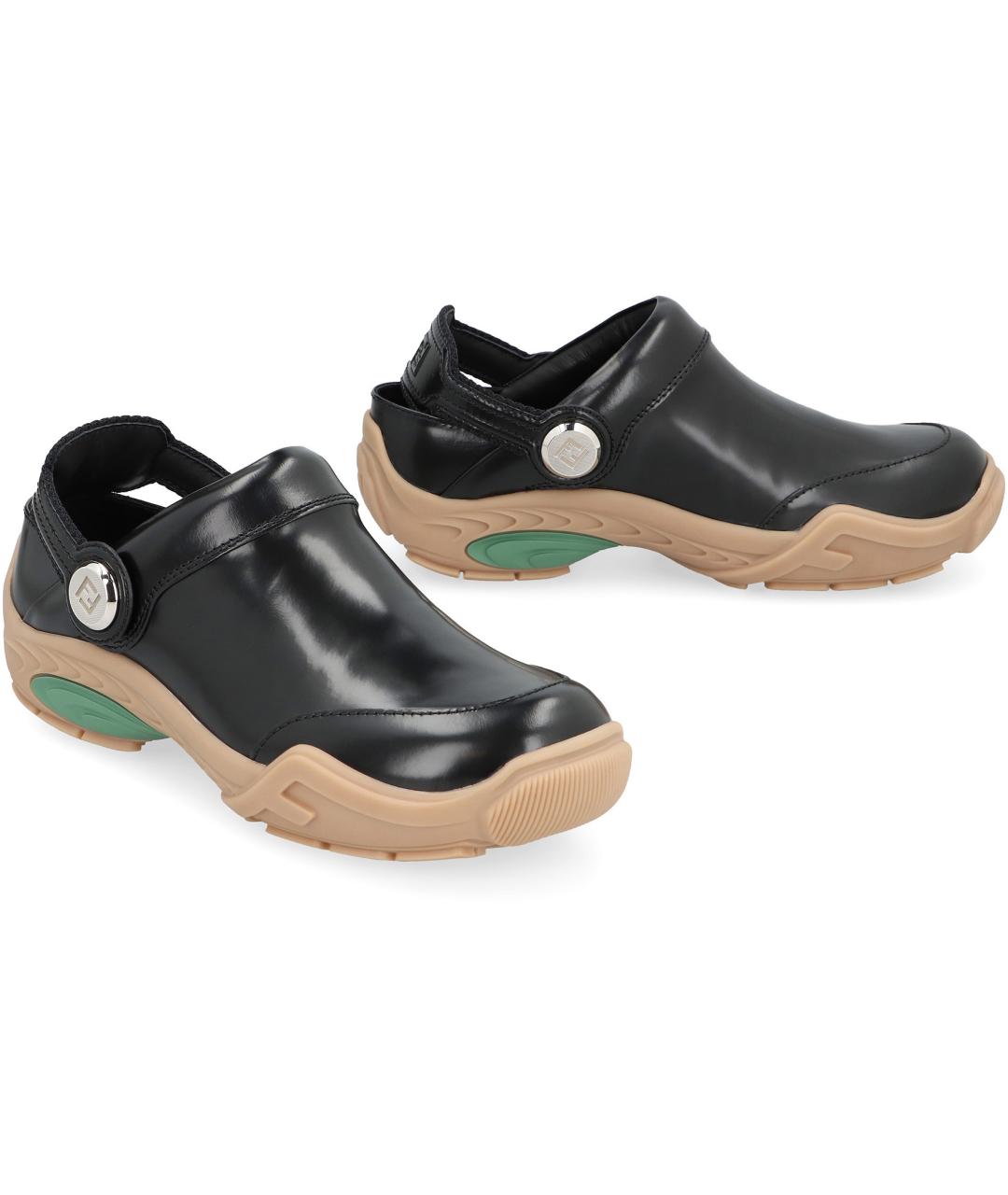 FENDI Черные кожаные сандалии, фото 2