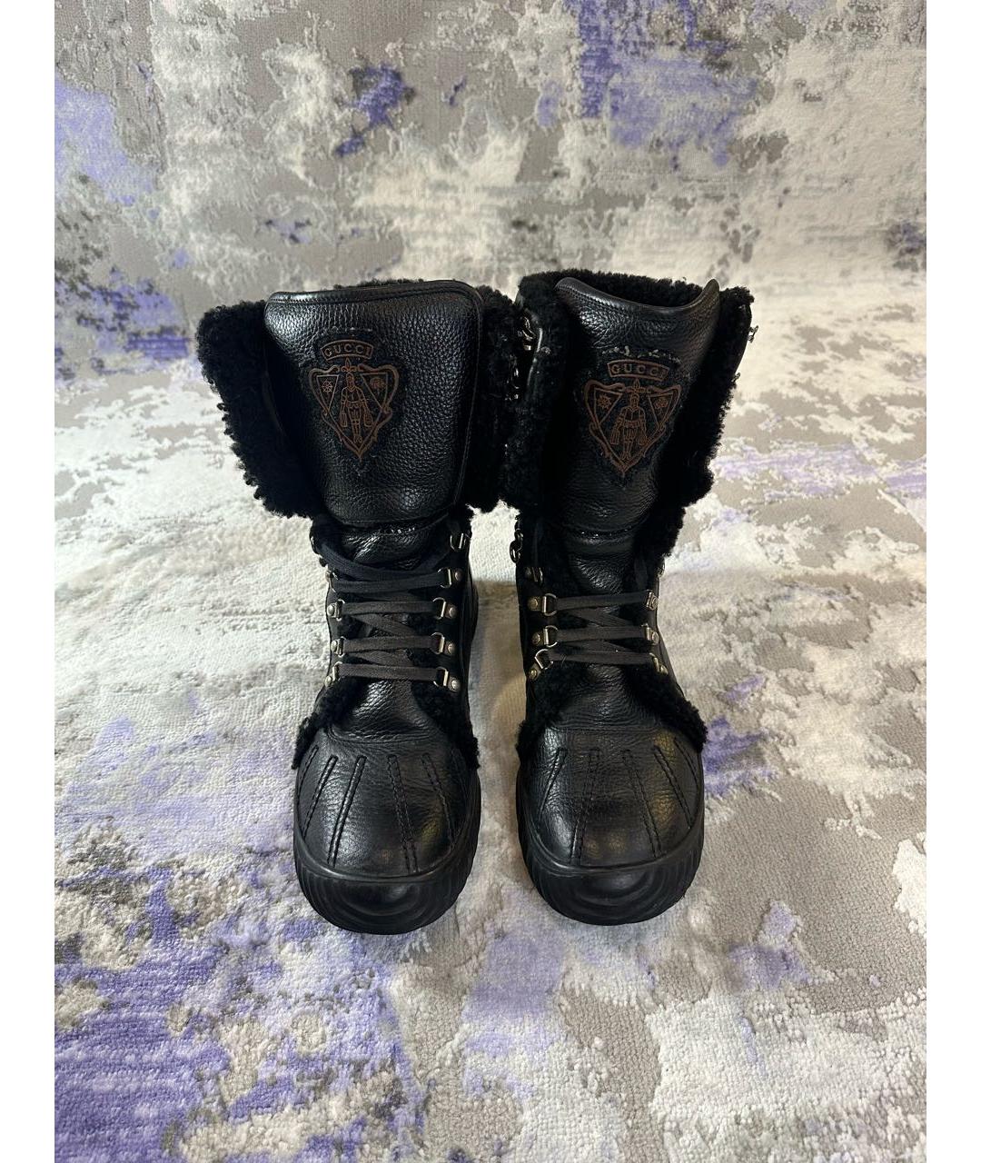 GUCCI Черные кожаные высокие ботинки, фото 2