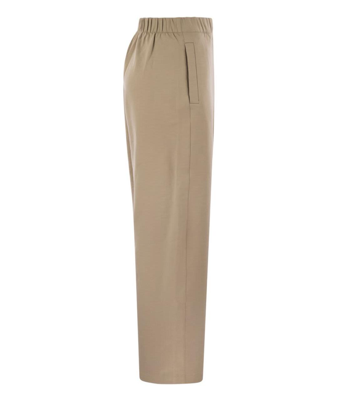 MAX MARA Бежевые хлопковые прямые брюки, фото 3