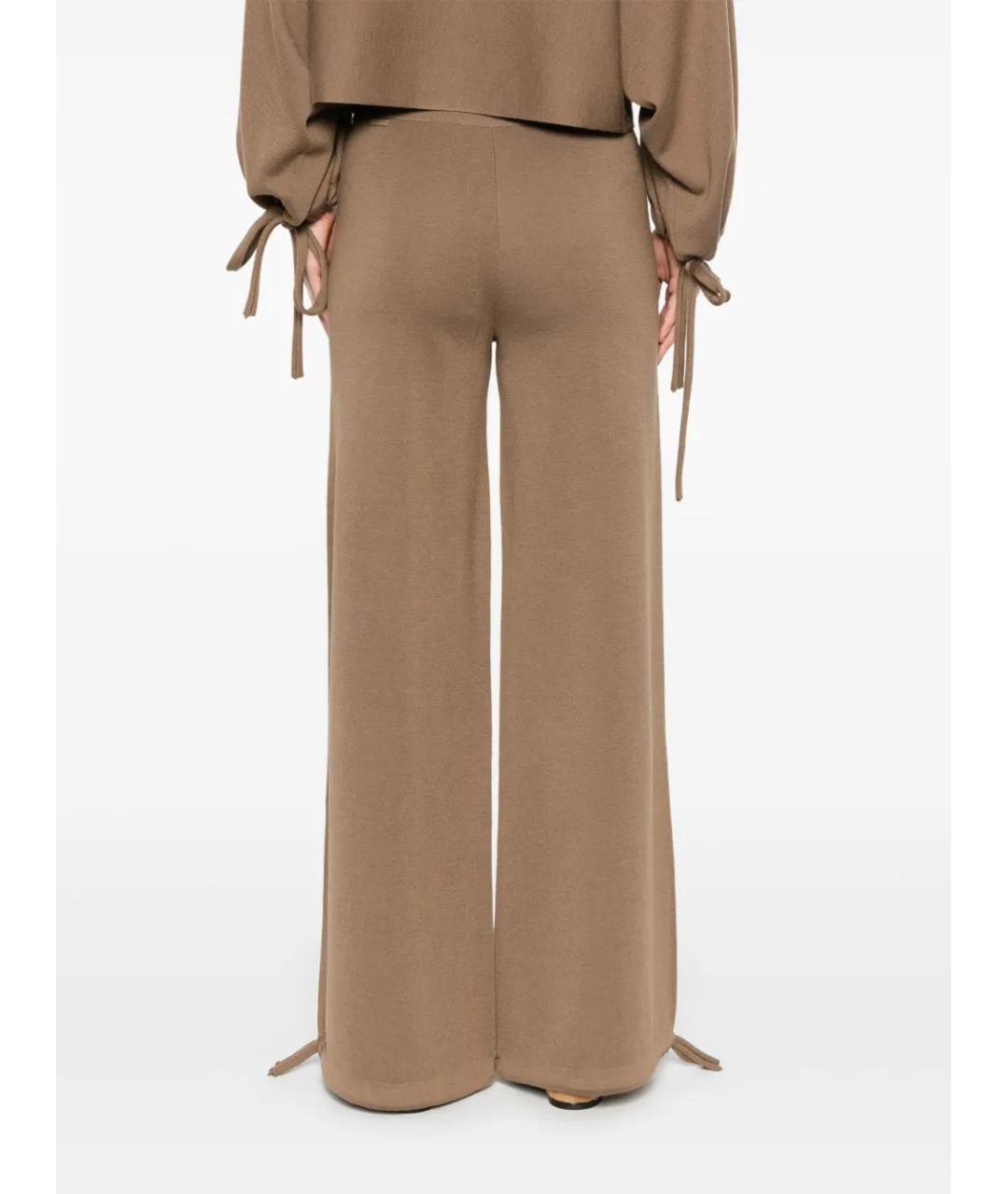 MAX MARA Коричневые шерстяные прямые брюки, фото 4