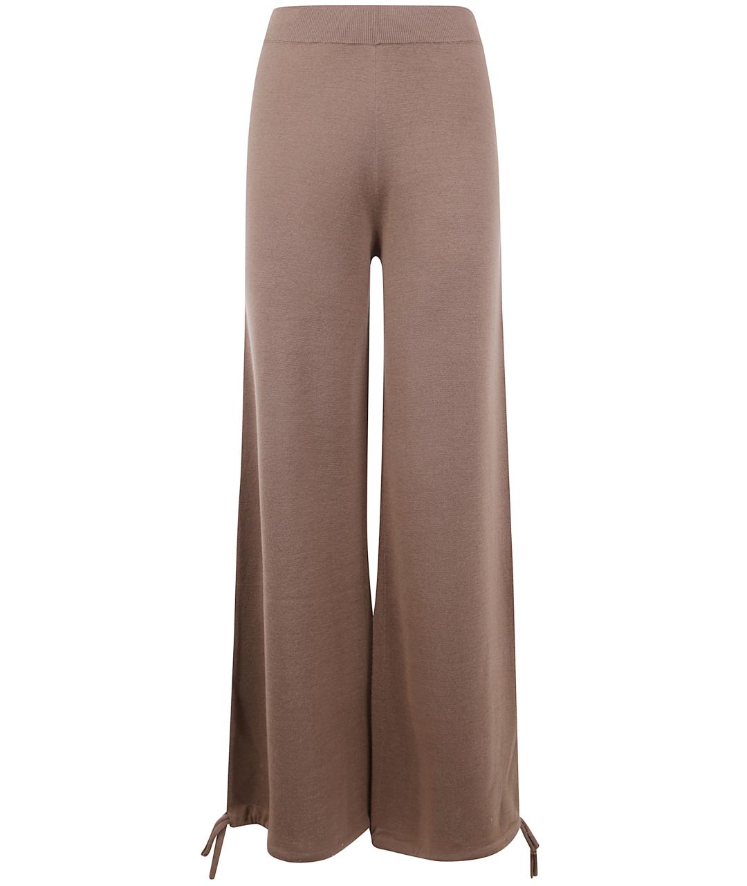 MAX MARA Коричневые шерстяные прямые брюки, фото 1