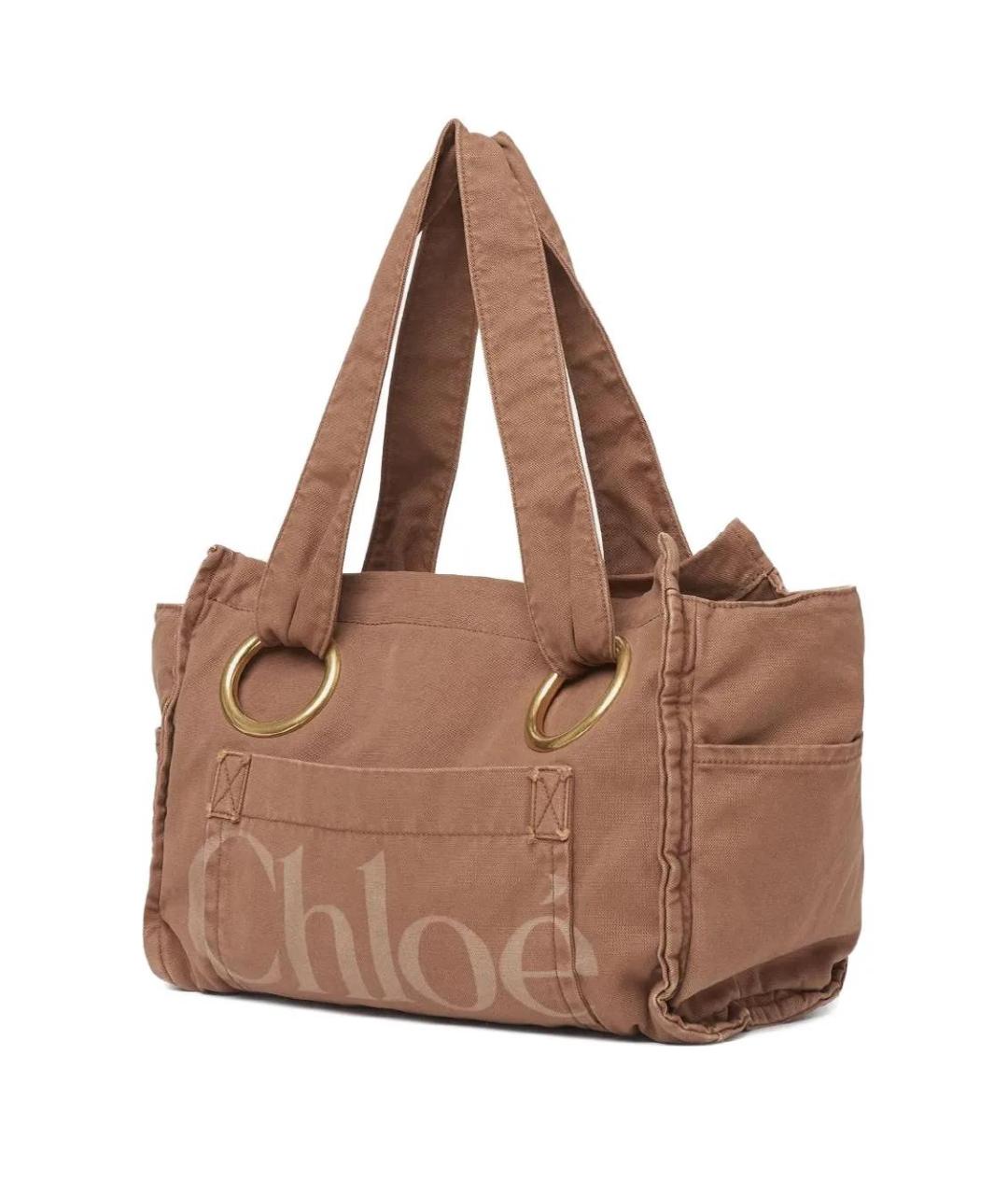 CHLOE Коричневая хлопковая сумка тоут, фото 1
