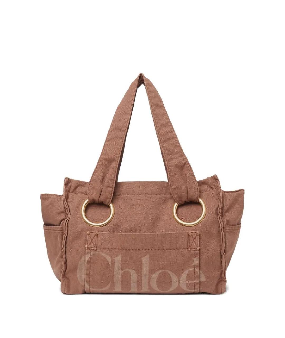CHLOE Коричневая хлопковая сумка тоут, фото 2