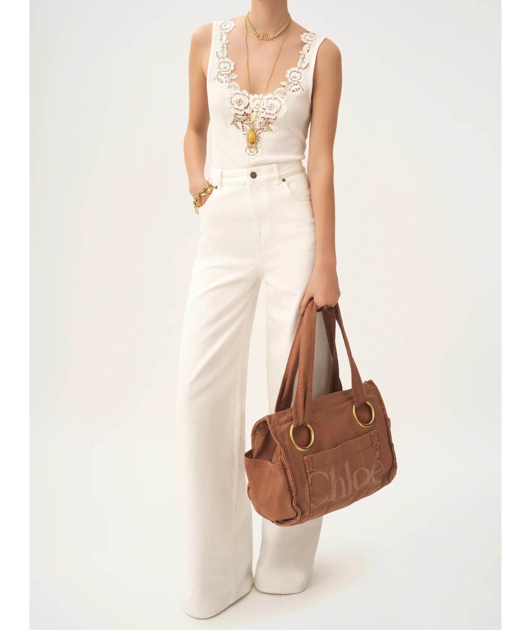 CHLOE Коричневая хлопковая сумка тоут, фото 5