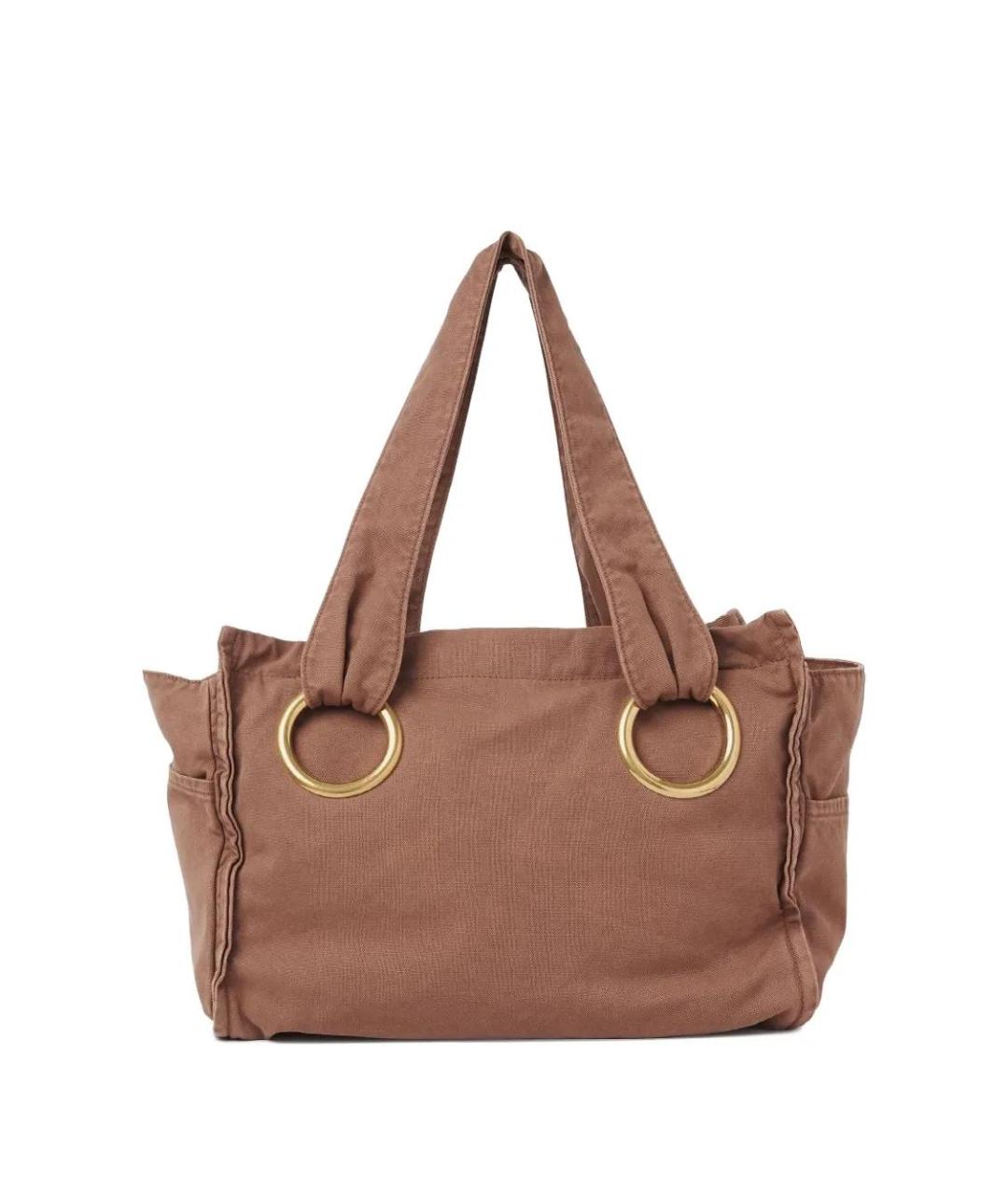 CHLOE Коричневая хлопковая сумка тоут, фото 3