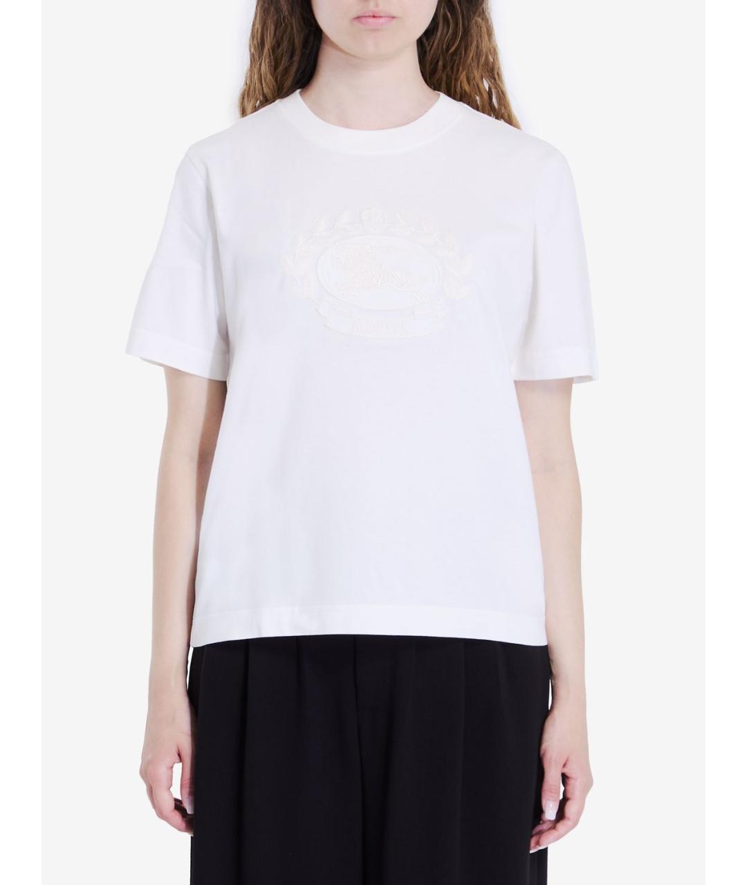 BURBERRY Белая хлопковая футболка, фото 2
