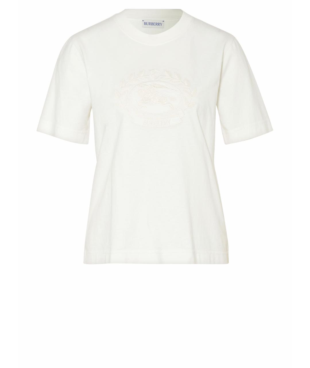 BURBERRY Белая хлопковая футболка, фото 1