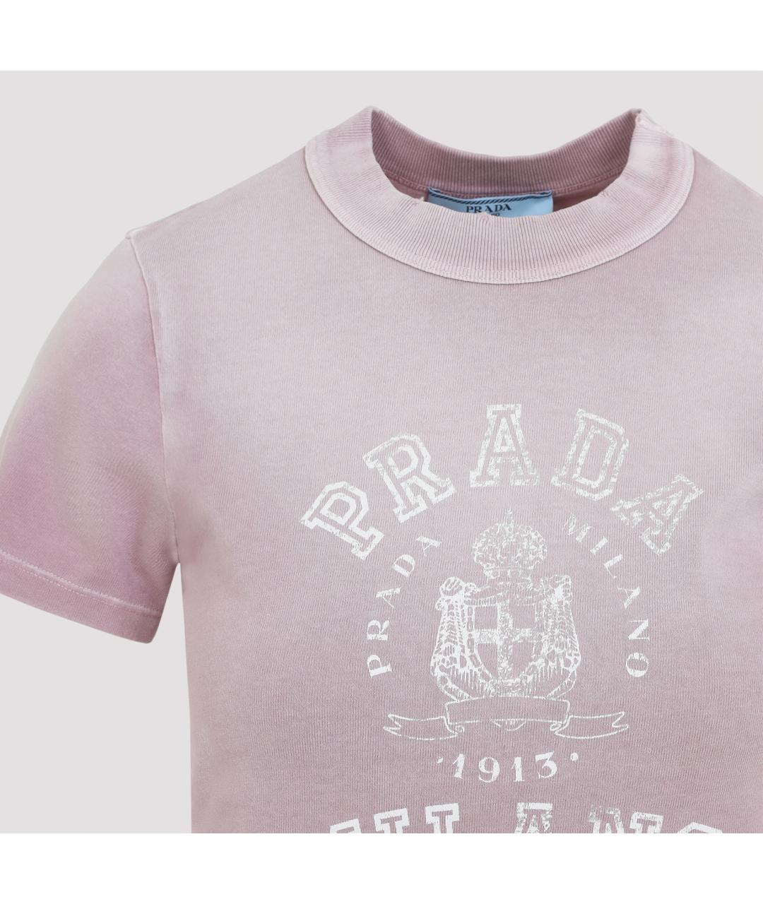 PRADA Розовая хлопковая футболка, фото 3