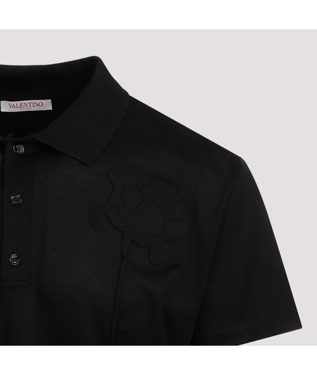 VALENTINO Черное хлопковое поло с коротким рукавом, фото 3