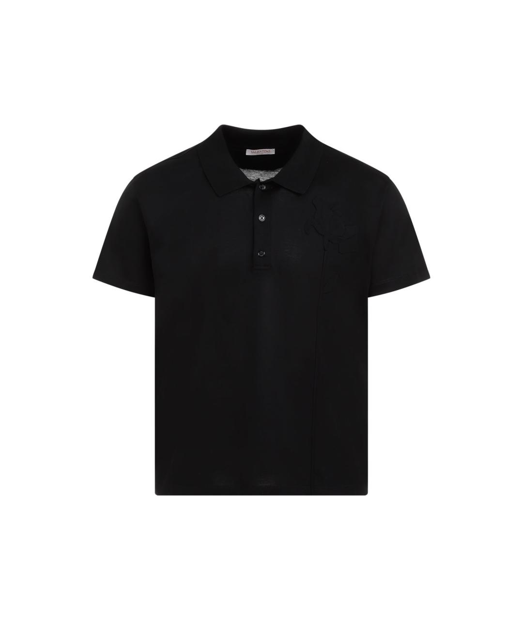 VALENTINO Черное хлопковое поло с коротким рукавом, фото 1