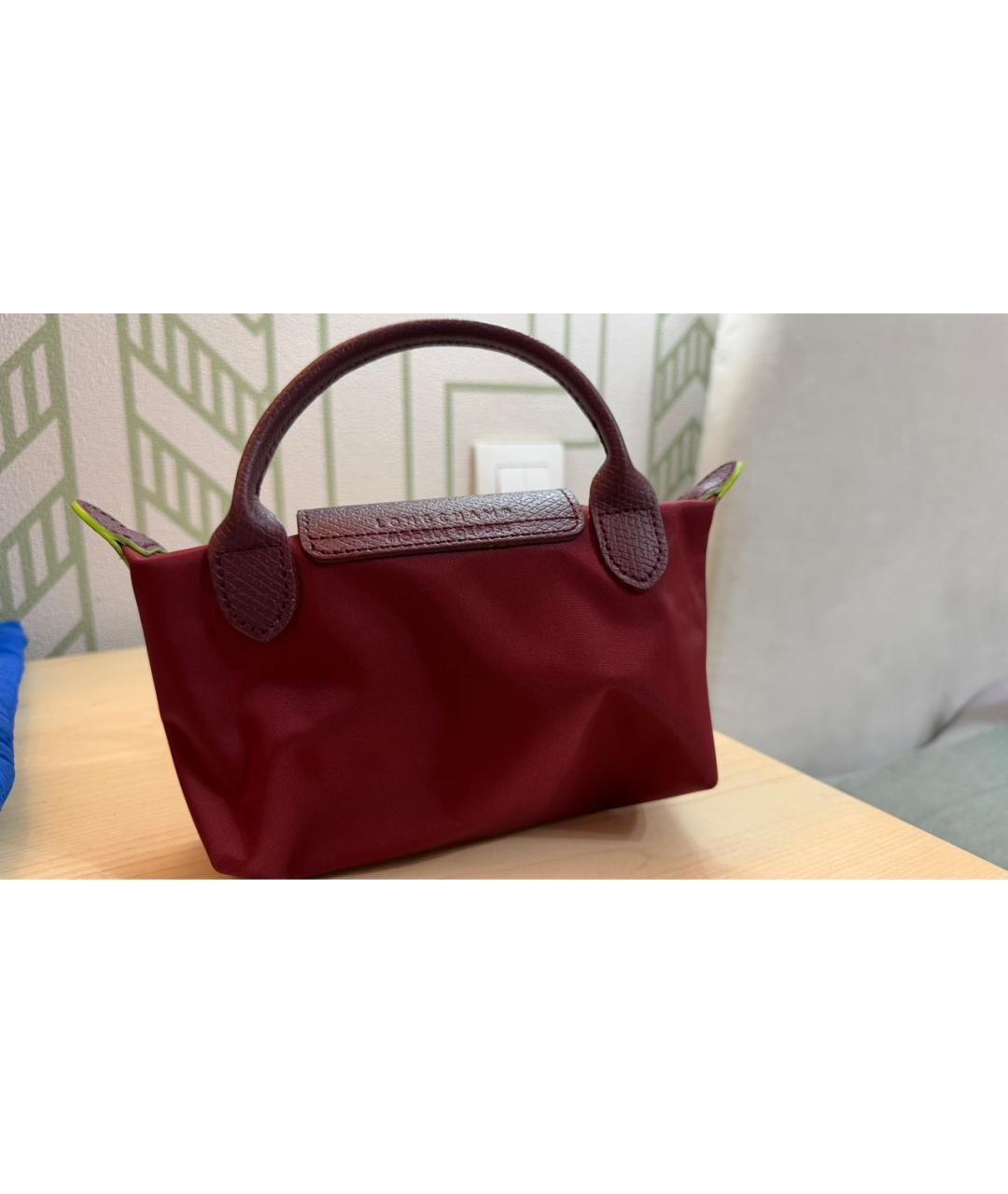 LONGCHAMP Бордовая синтетическая сумка с короткими ручками, фото 3