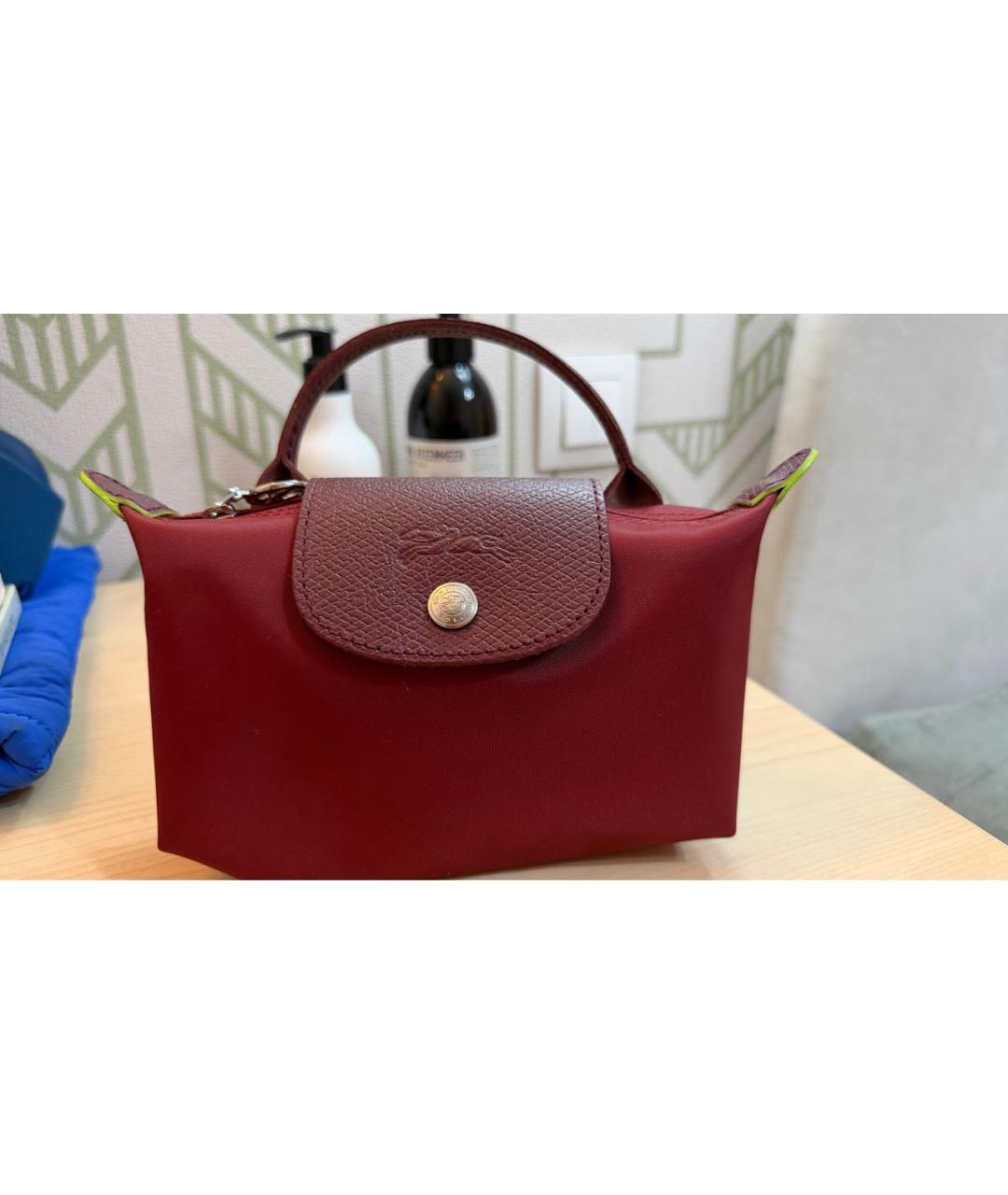 LONGCHAMP Бордовая синтетическая сумка с короткими ручками, фото 2