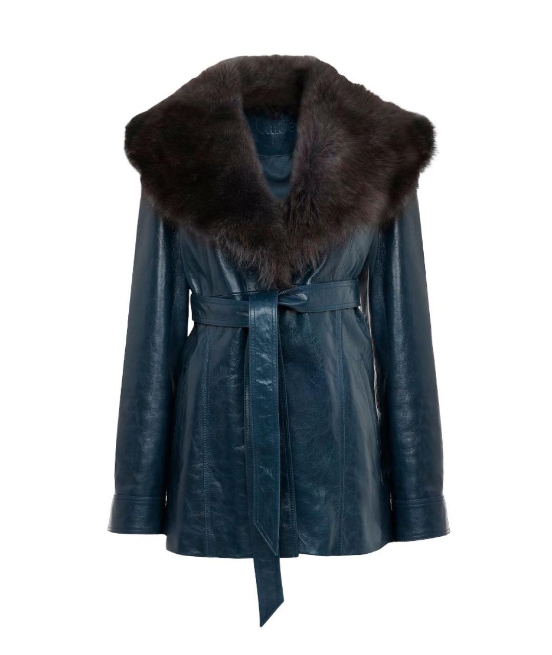 CHLOE Темно-синее кожаное пальто, фото 1