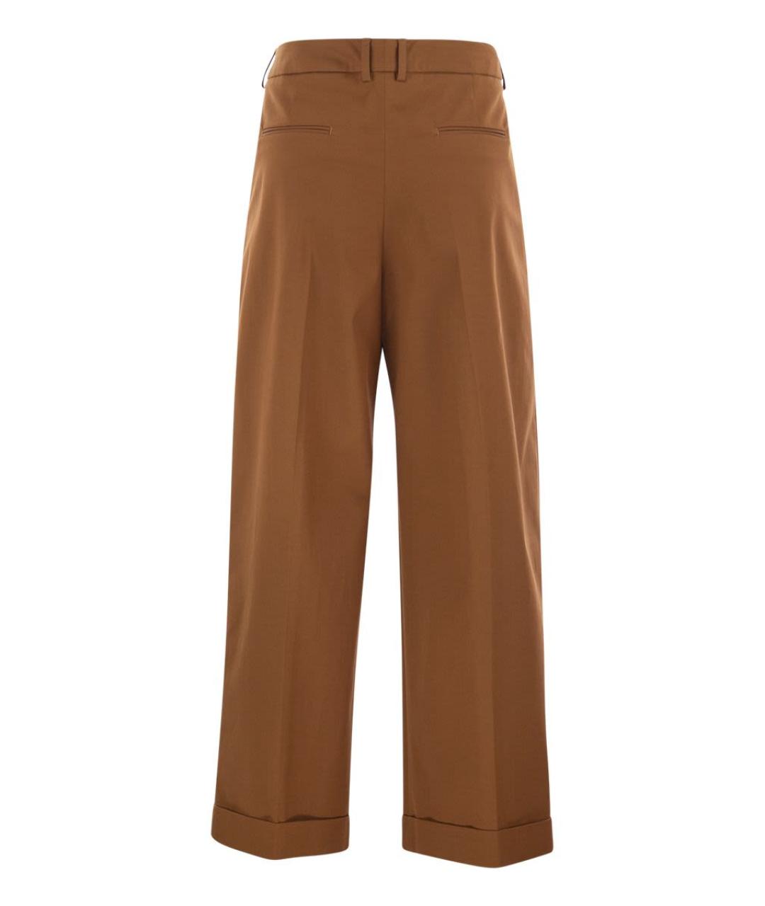 PT TORINO Коричневые хлопковые прямые брюки, фото 2
