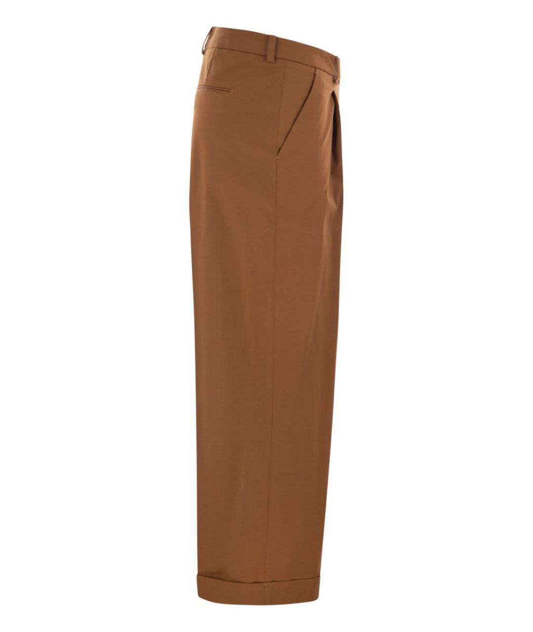 PT TORINO Коричневые хлопковые прямые брюки, фото 3