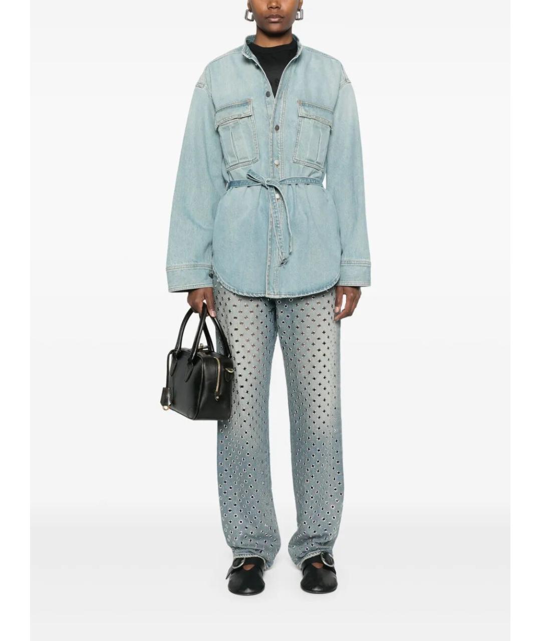 GOLDEN GOOSE DELUXE BRAND Голубые хлопковые прямые джинсы, фото 5