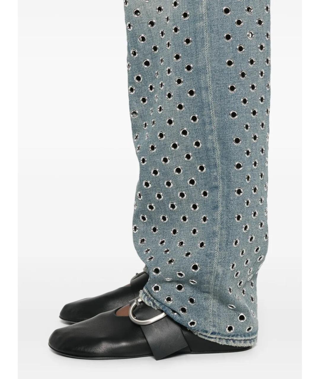 GOLDEN GOOSE DELUXE BRAND Голубые хлопковые прямые джинсы, фото 4