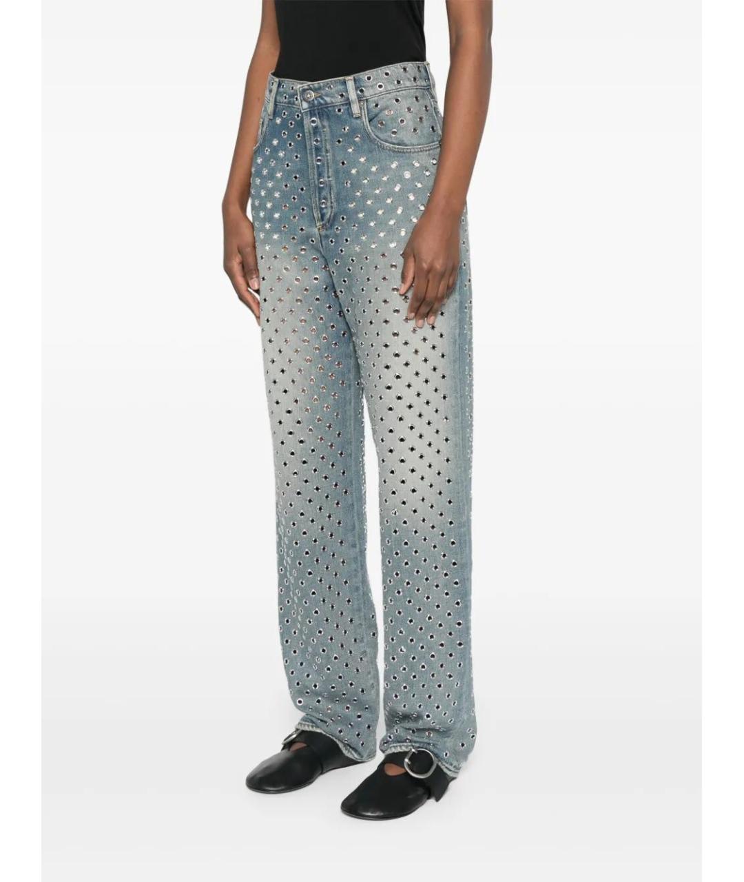 GOLDEN GOOSE DELUXE BRAND Голубые хлопковые прямые джинсы, фото 3