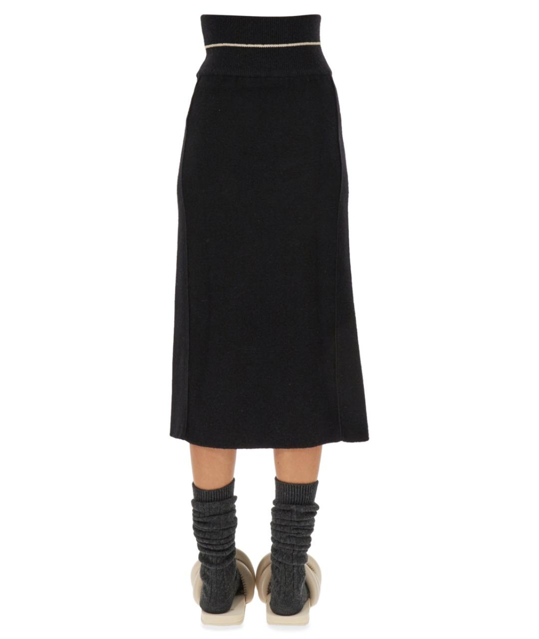 MONCLER Черная полиэстеровая юбка миди, фото 4