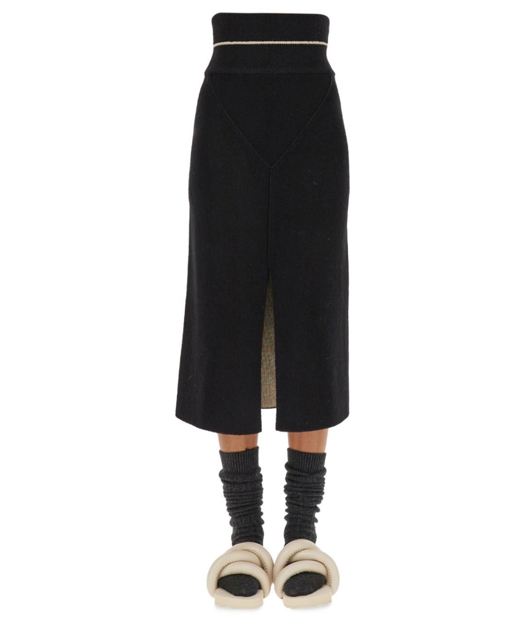 MONCLER Черная полиэстеровая юбка миди, фото 5