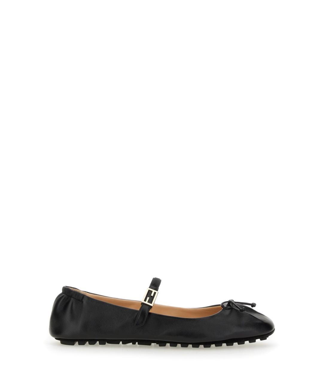 FENDI Черные кожаные балетки, фото 1