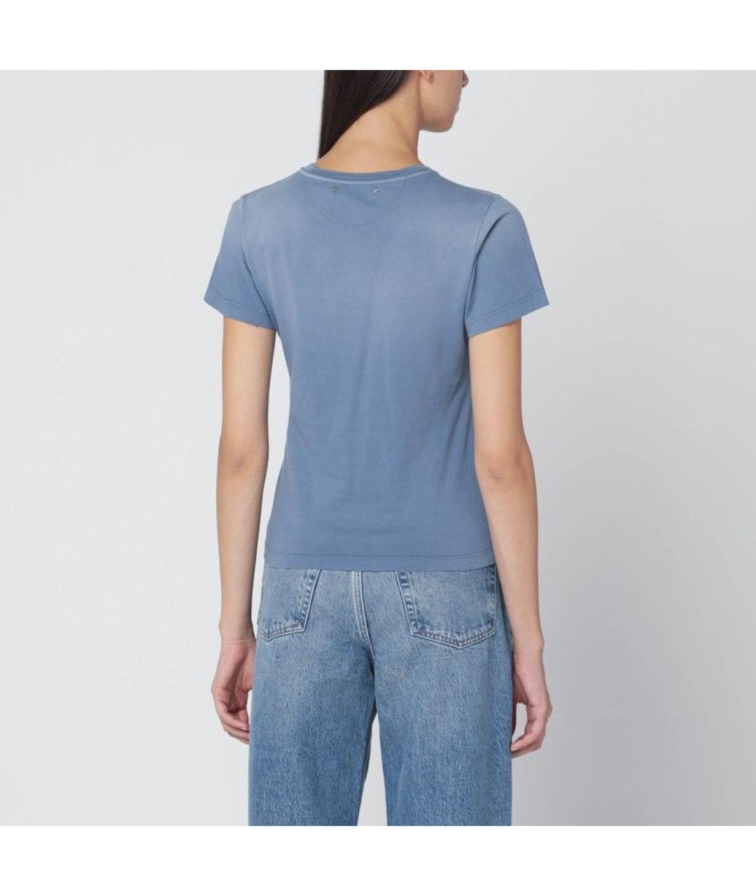 GOLDEN GOOSE DELUXE BRAND Синяя хлопковая футболка, фото 2