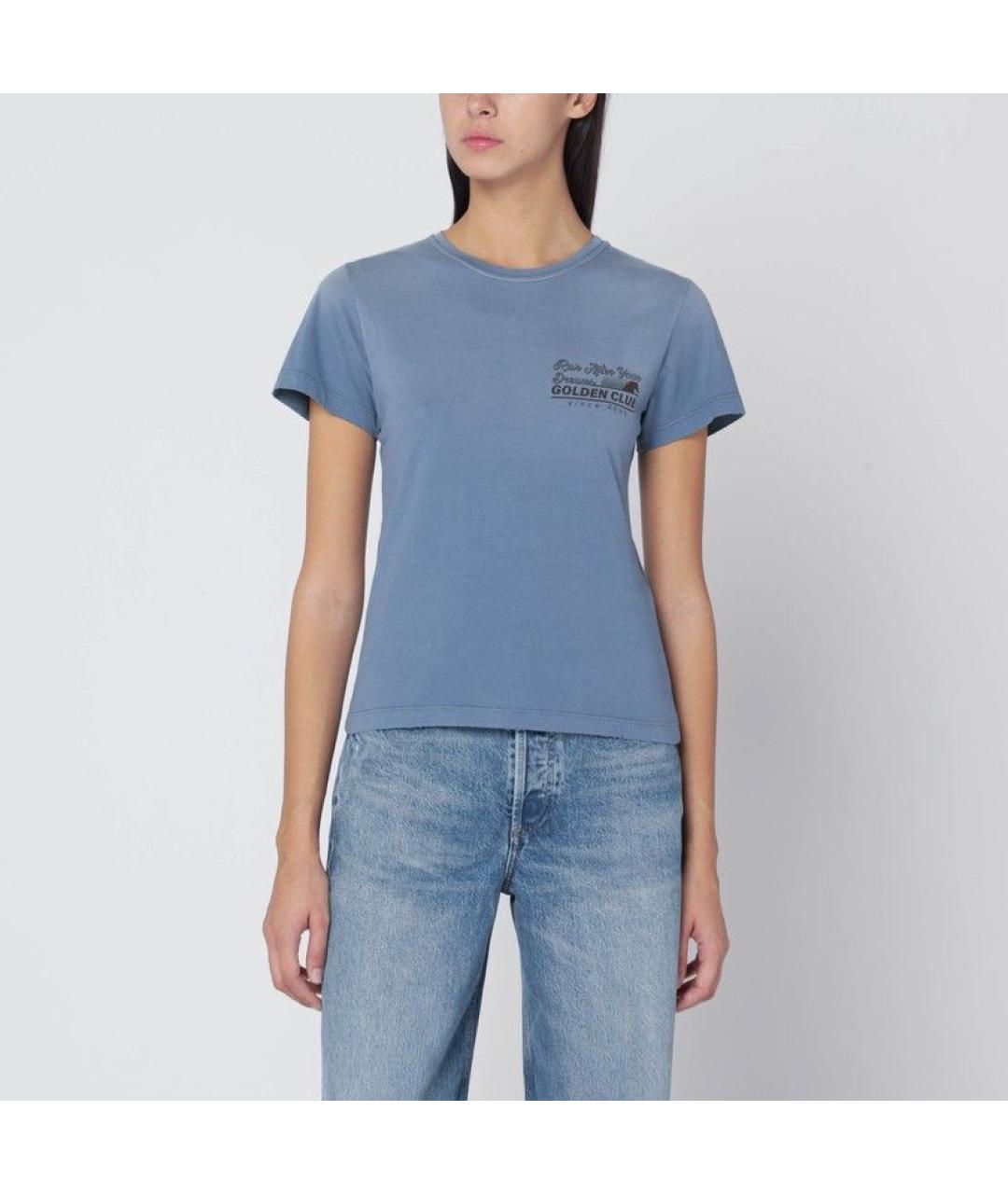 GOLDEN GOOSE DELUXE BRAND Синяя хлопковая футболка, фото 3