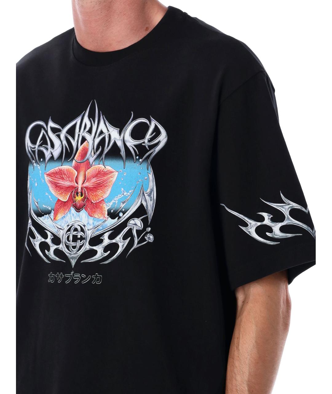 CASABLANCA Черная хлопковая футболка, фото 4