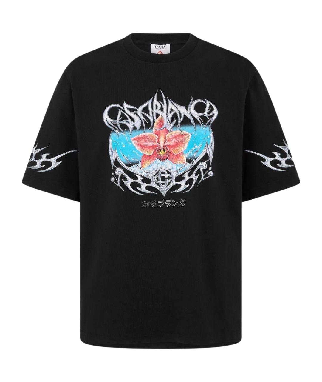 CASABLANCA Черная хлопковая футболка, фото 1