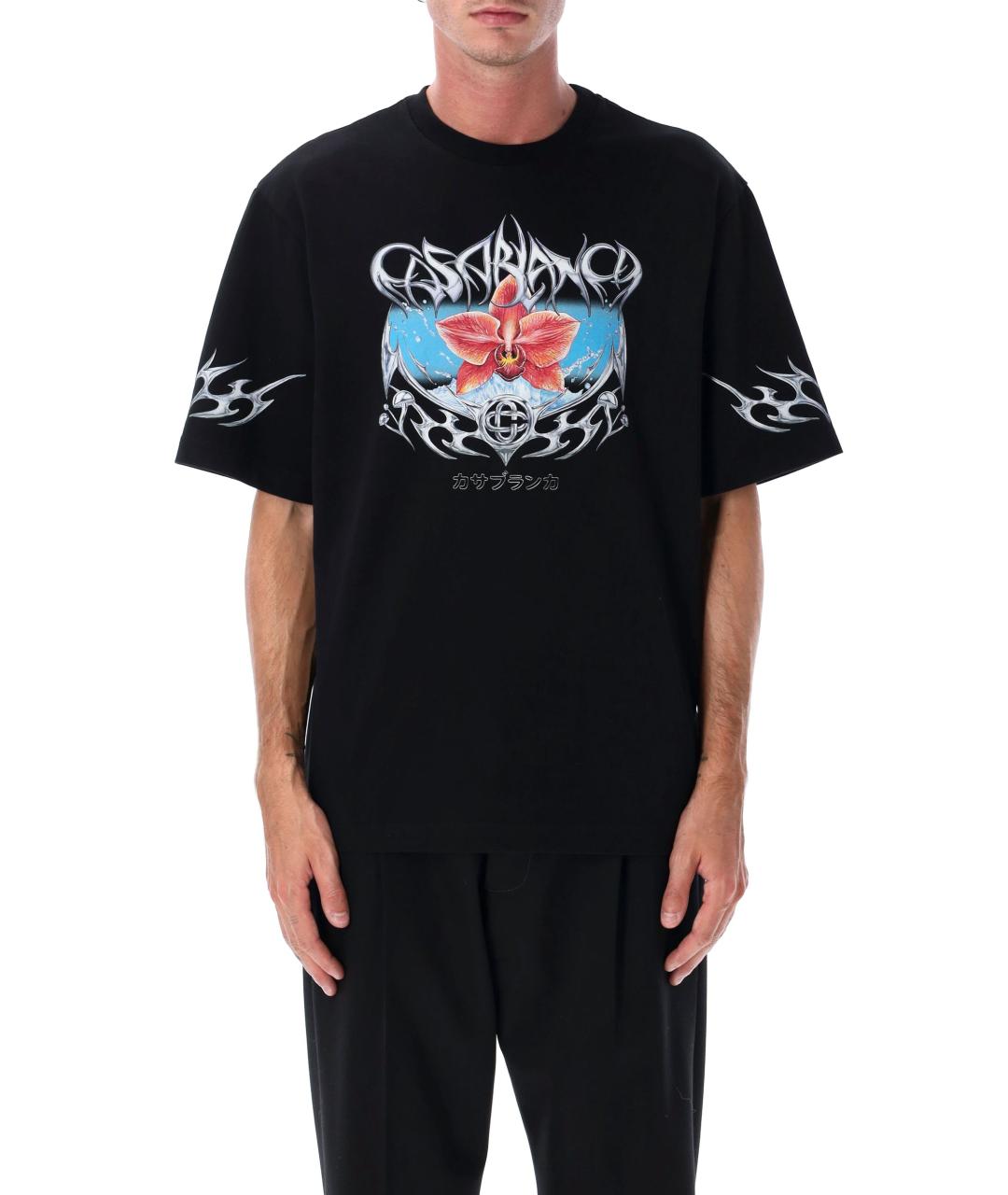 CASABLANCA Черная хлопковая футболка, фото 2
