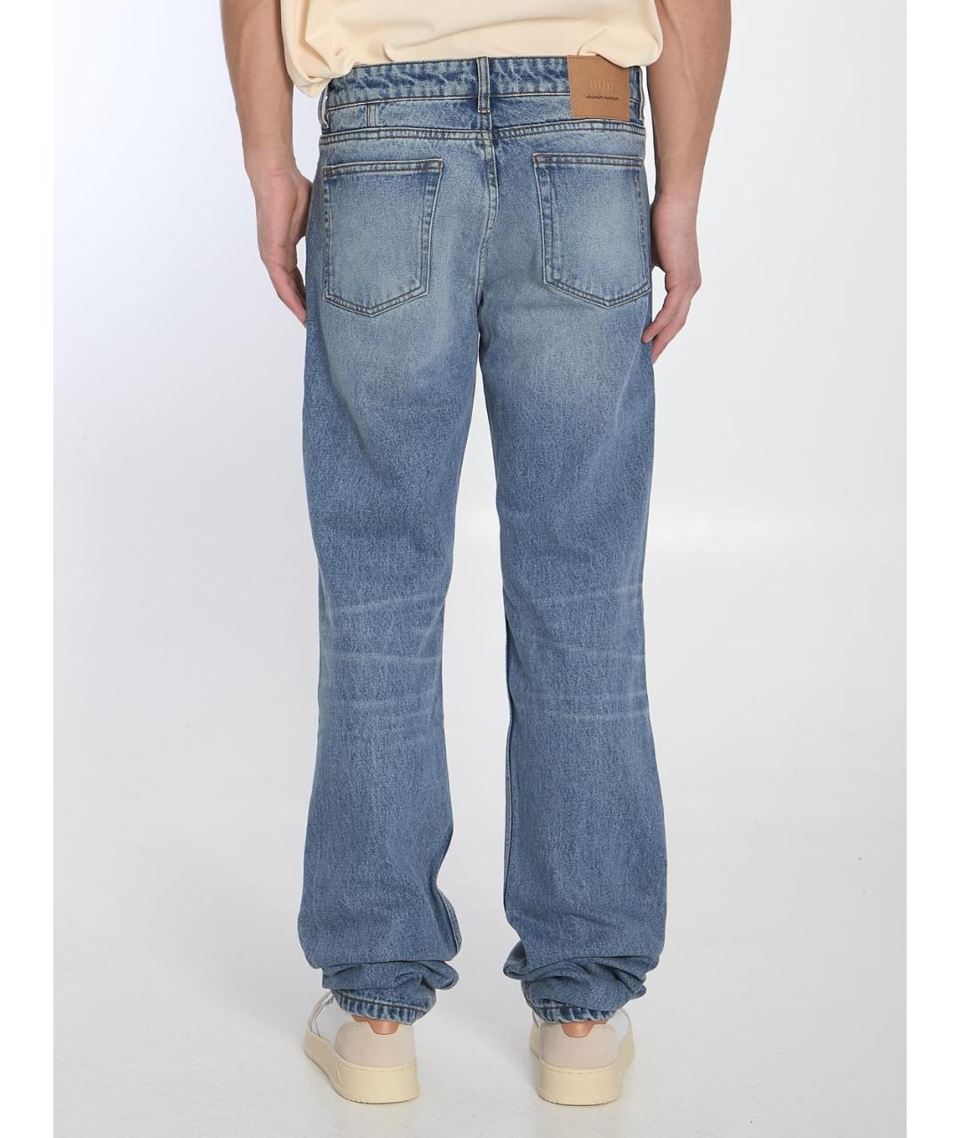 Ami Paris Голубые хлопковые прямые джинсы, фото 4