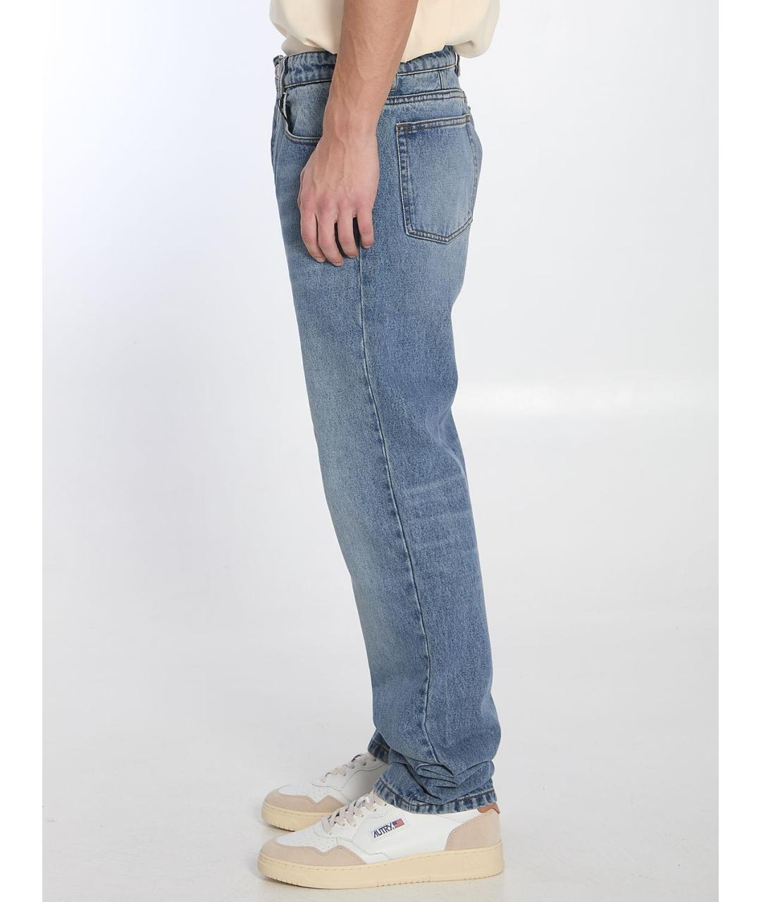 Ami Paris Голубые хлопковые прямые джинсы, фото 3