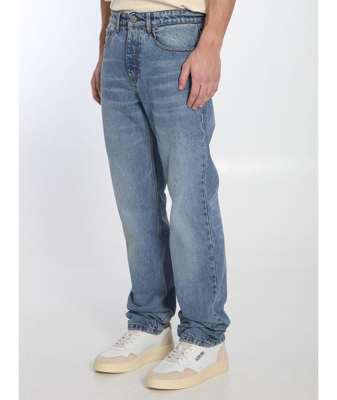 Ami Paris Голубые хлопковые прямые джинсы, фото 2