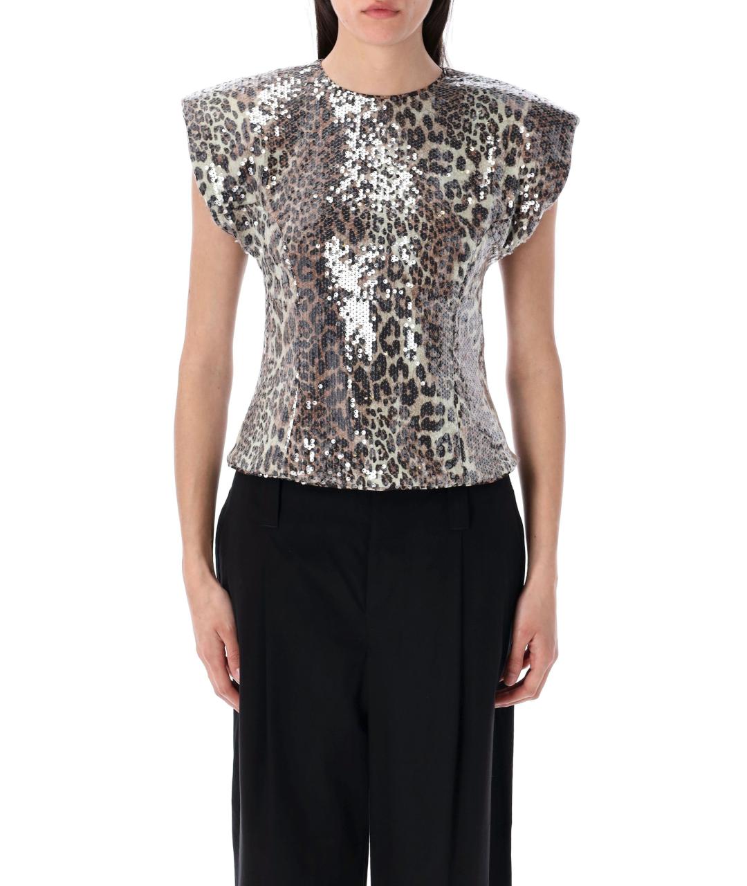 GANNI Мульти полиэстеровая футболка, фото 2