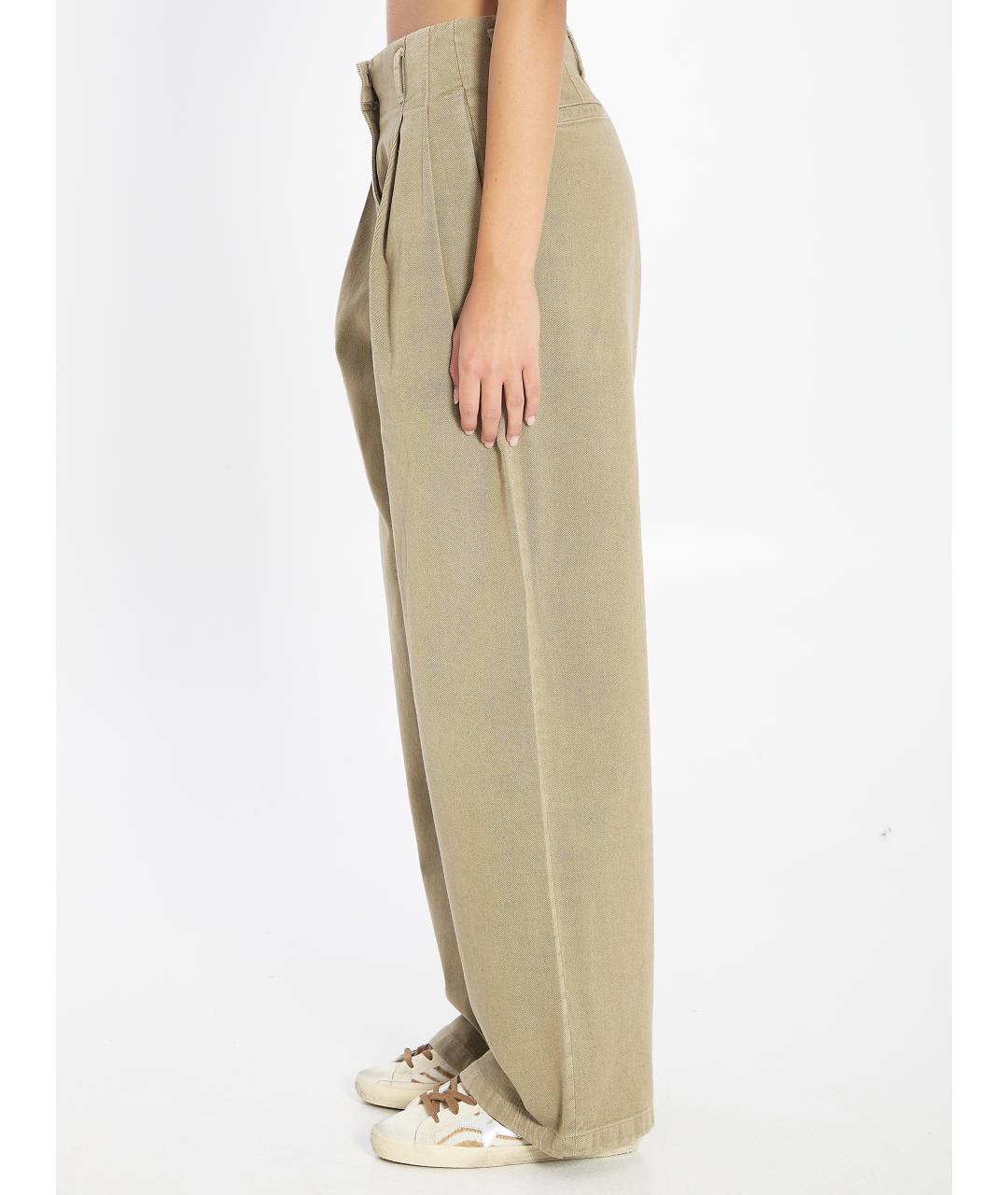 GOLDEN GOOSE DELUXE BRAND Зеленые хлопковые прямые брюки, фото 3