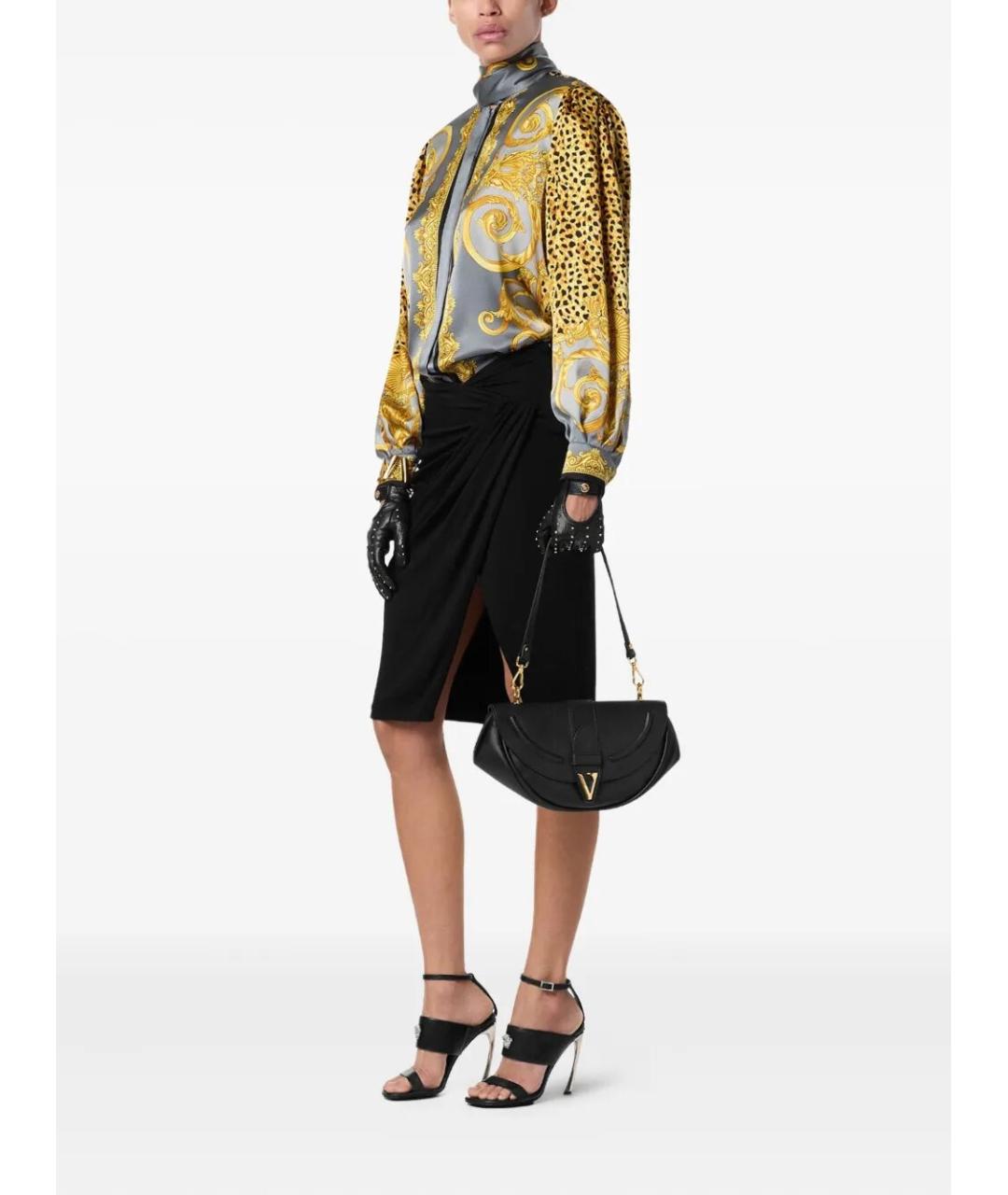 VERSACE Черная кожаная сумка через плечо, фото 3