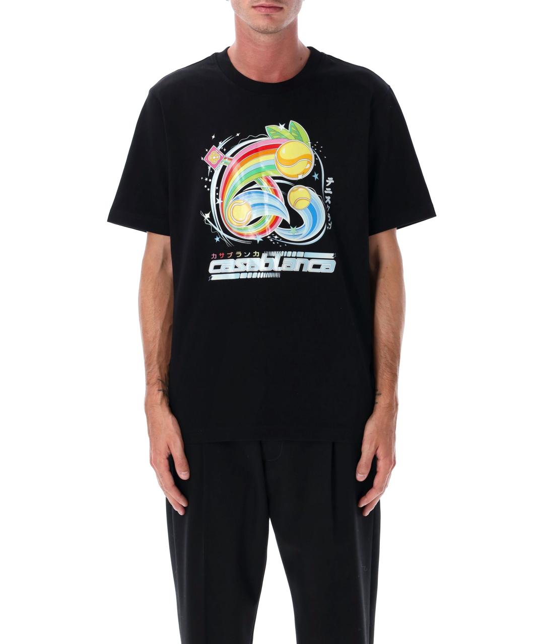 CASABLANCA Черная хлопковая футболка, фото 2