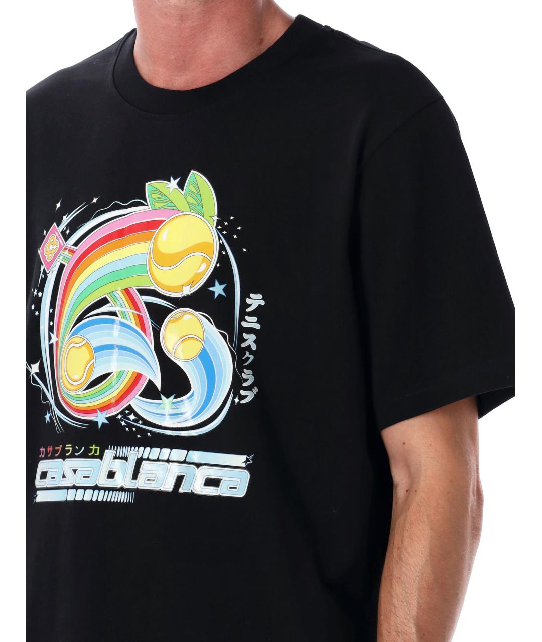 CASABLANCA Черная хлопковая футболка, фото 4