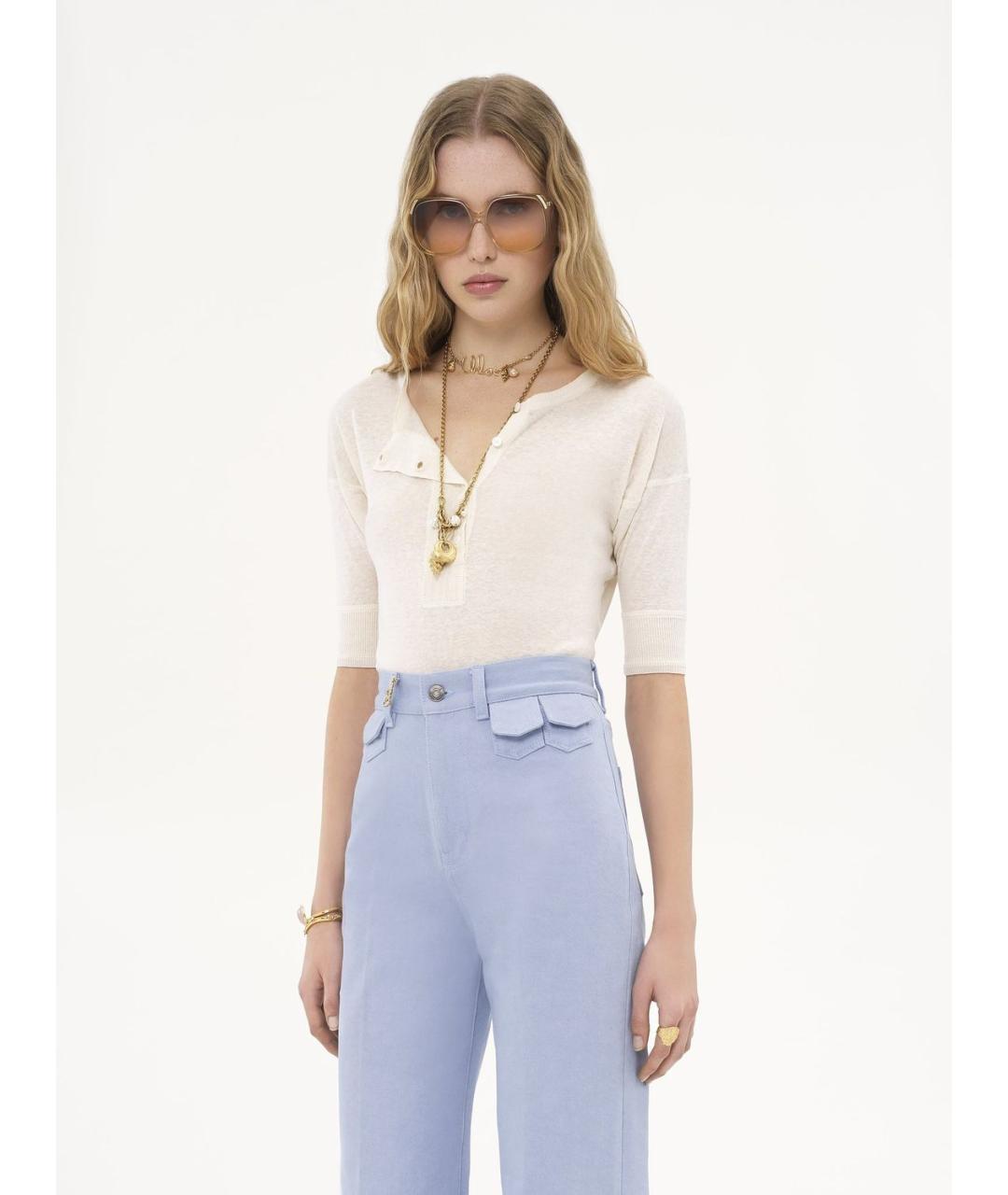 CHLOE Белая льняная футболка, фото 3