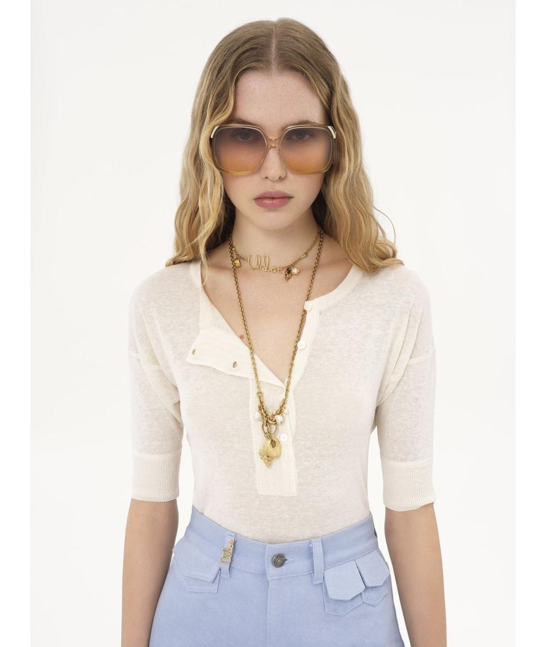 CHLOE Белая льняная футболка, фото 5