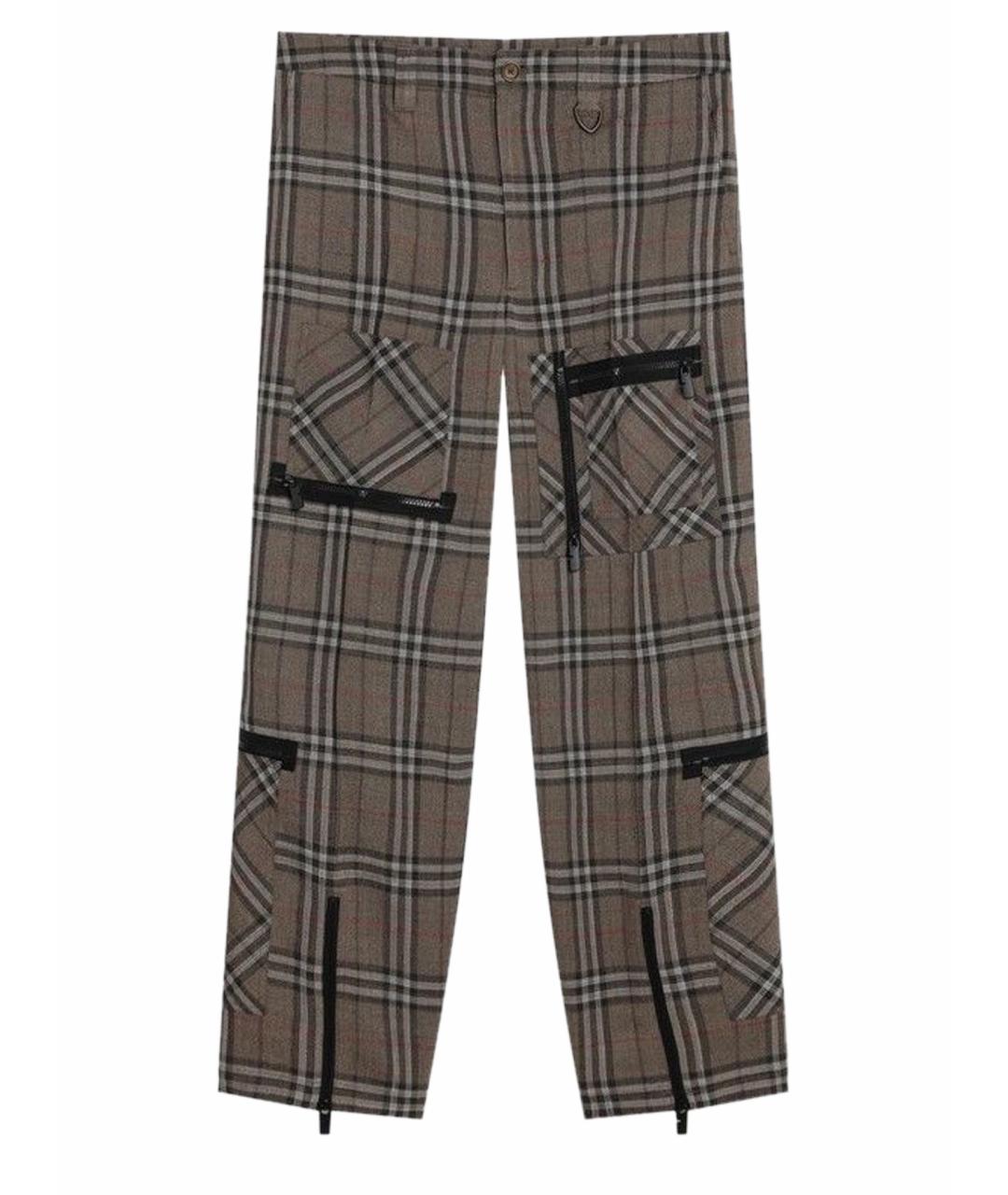 BURBERRY Коричневые хлопковые повседневные брюки, фото 1