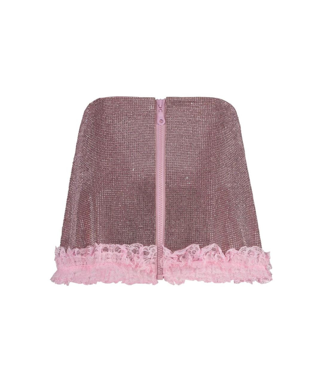 SELF-PORTRAIT Розовая полиэстеровая юбка мини, фото 2