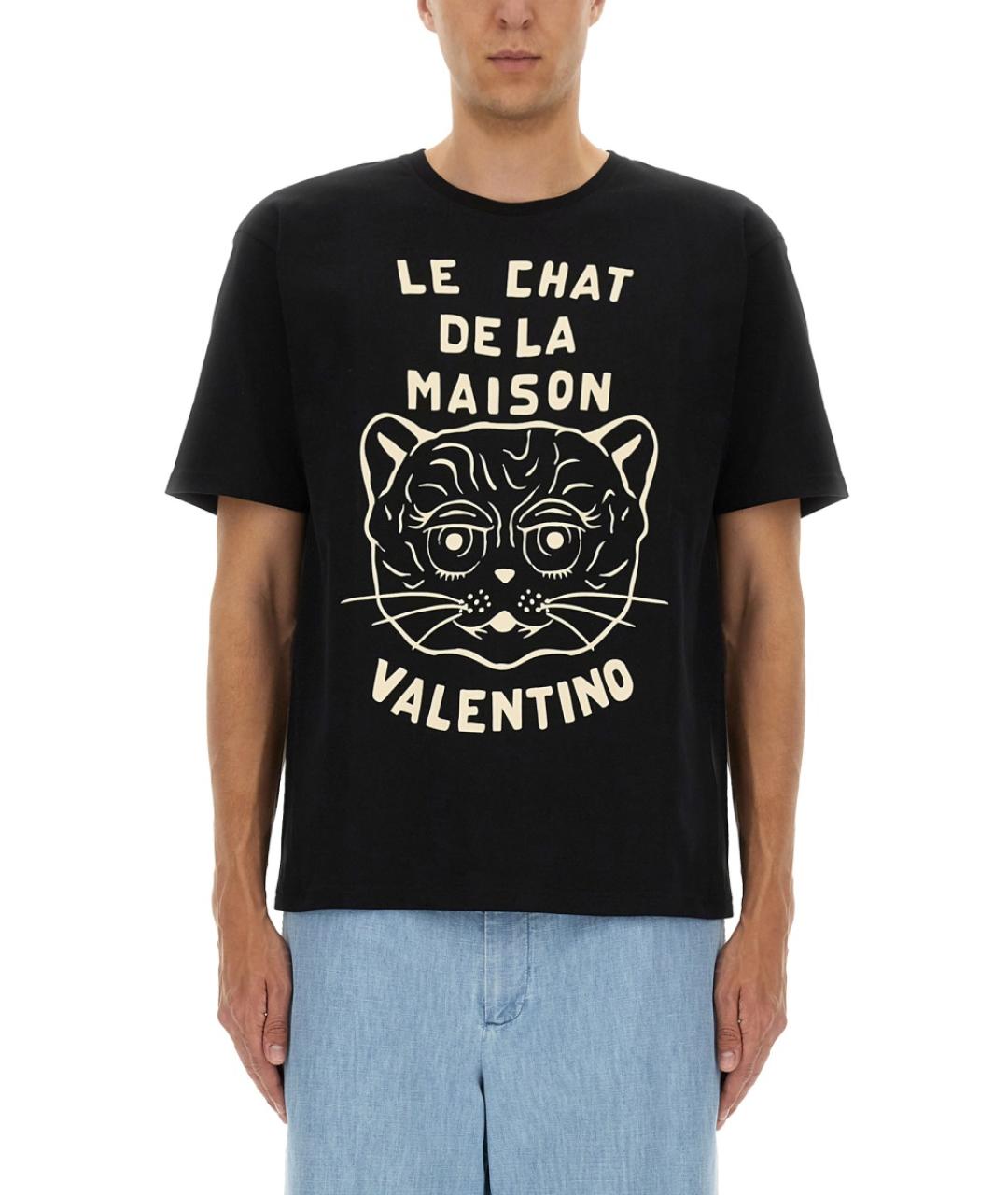 VALENTINO Черная хлопковая футболка, фото 2