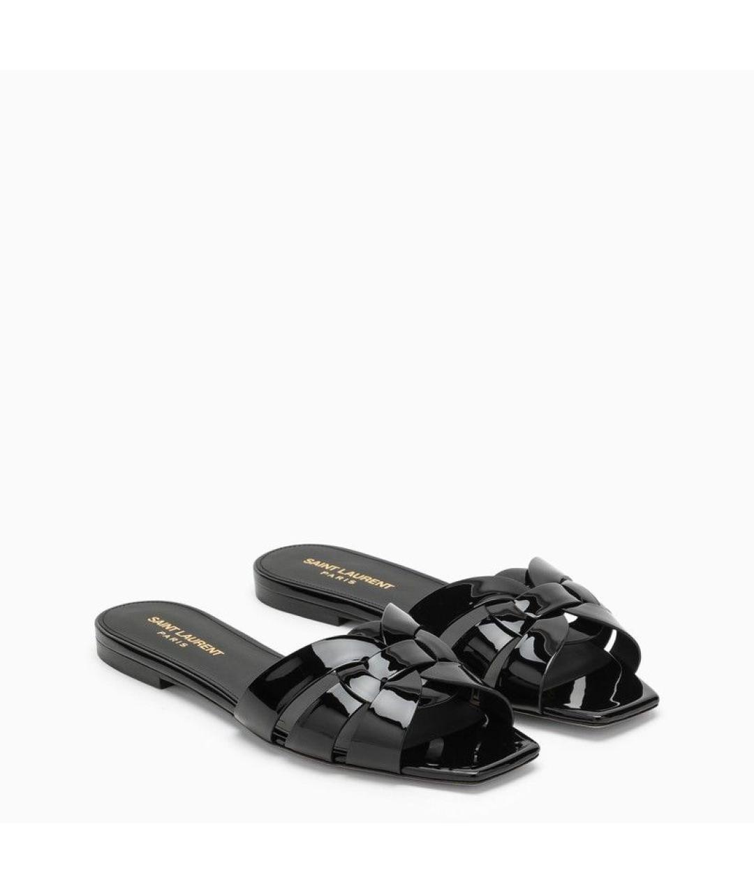 SAINT LAURENT Черные кожаные сандалии, фото 2