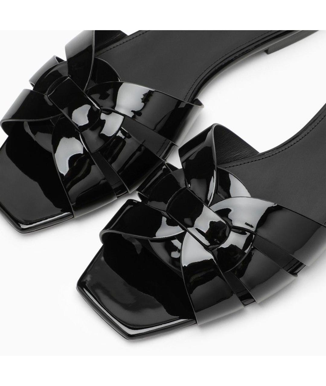 SAINT LAURENT Черные кожаные сандалии, фото 5