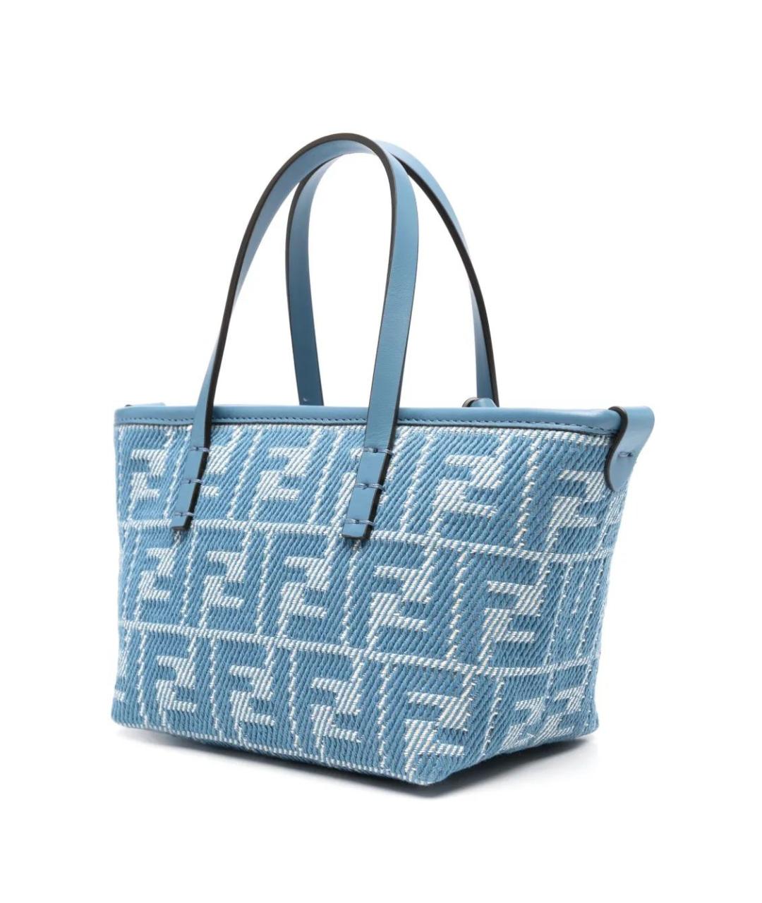 FENDI Синяя хлопковая сумка тоут, фото 3