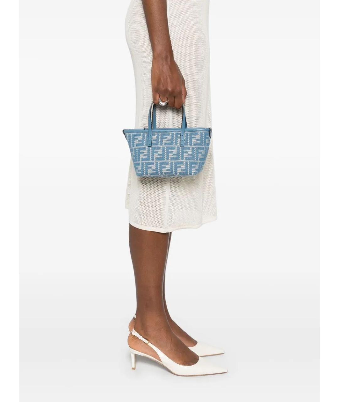 FENDI Синяя хлопковая сумка тоут, фото 2